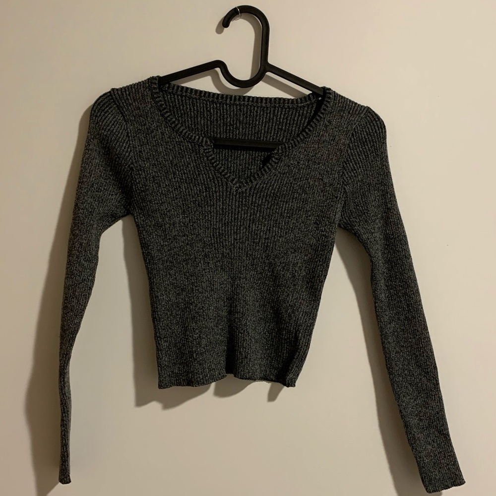 stretchy grey heathered long sleeve